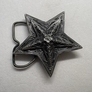 Vintage 1974 Bergamont Belt Buckle Pewter Five-point Star B-12